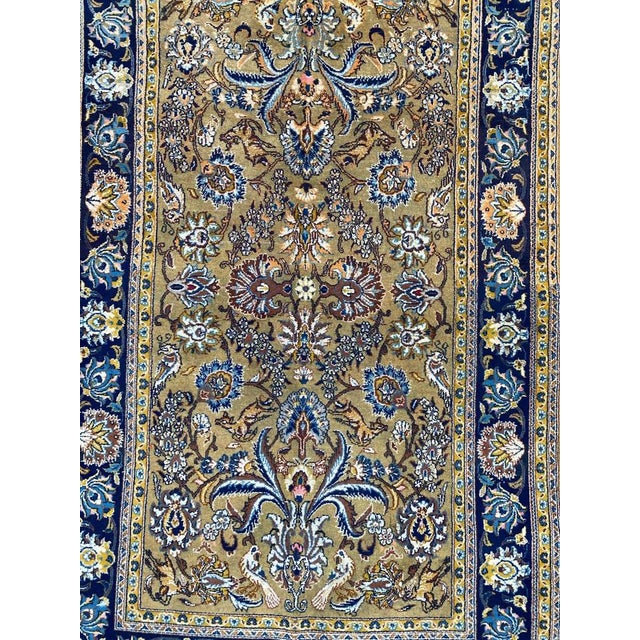Nice mid century Kashan rug with beautiful floral and animal design and nice colors, entirely and finely hand knotted with...