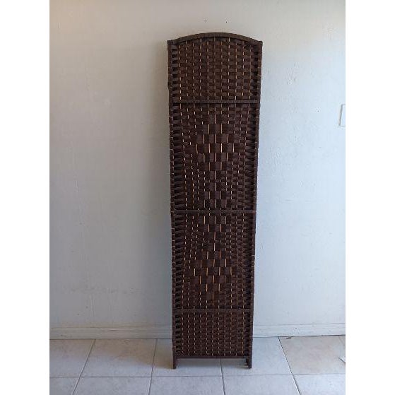 Wicker Rattan Room Divider 4 Panel Dark Color For Sale - Image 4 of 6