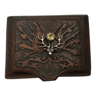 Ooak, Antique Carved Wood Box/ Sterling Silver/Citrine For Sale