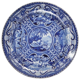 John Hall Deep Cobalt Blue Glaze Staffordshire Plate "Quadrupeds" For Sale
