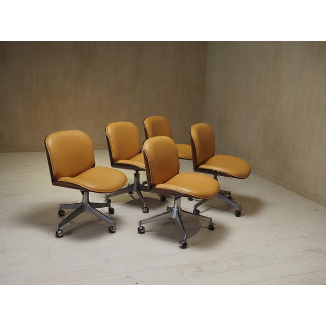Office Chairs attributed to MIM Roma, 1958, Set of 5 For Sale - Image 4 of 9