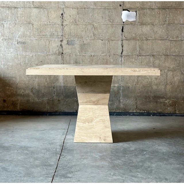 1970s 1970s Maurice Villency Italian Travertine Pedestal Table For Sale - Image 5 of 7