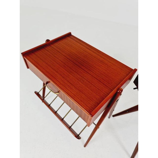 Mid-Century Danish Mahogany and Brass Nightstands, 1960s, Set of 2 For Sale - Image 3 of 18