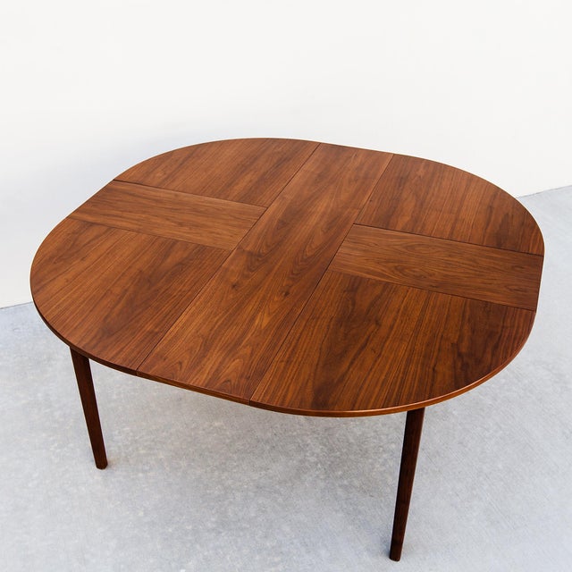 1960s Uncommon Danish Modern Two-Way Walnut Expandable Dining Table For Sale - Image 14 of 15