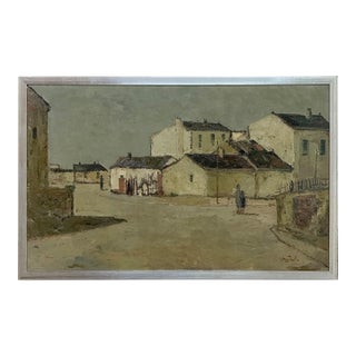 Mid Century Israeli Village Landscape Oil Painting by Ori Reisman (1924–1991) For Sale