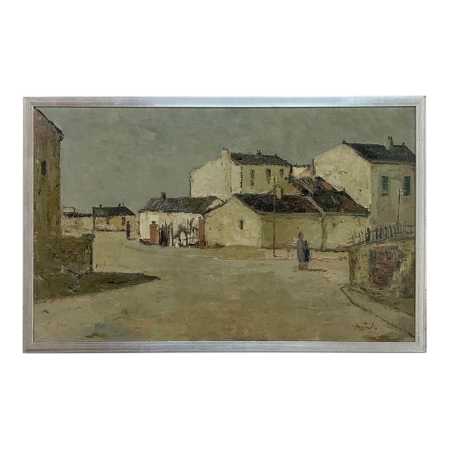 Mid Century Israeli Village Landscape Oil Painting by Ori Reisman (1924–1991) For Sale