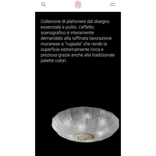 Dew Glass Ceiling Light Royal Model in Iron and Brass by Barovier and Toso for Barovier & Toso, 1970s For Sale - Image 3 of 6