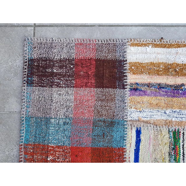 Off-white Bohemian Vintage Wool Kilim Runner For Sale - Image 8 of 10