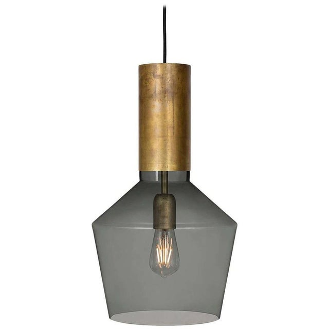 Smoked Glass and Brass Fenomen Ceiling Lamp by Sabina Grubbeson for Konsthantverk For Sale - Image 6 of 7