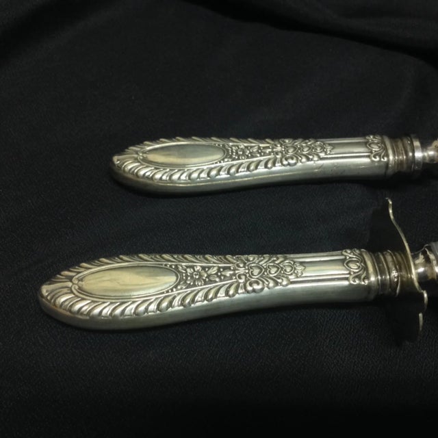 Silver 1930s Manchester Sterling Silver Meat Carving Set Gadroonette (1938, No Monograms)- a Pair For Sale - Image 8 of 12