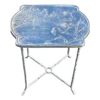 1980s Maison Bacques Style Chinoiserie Faux Bamboo Side Table For Sale