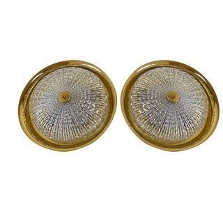Orrefors Brass Wall Lamps by Fagerlund for Lyfa, 1960s, Set of 2 For Sale