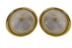 Orrefors Brass Wall Lamps by Fagerlund for Lyfa, 1960s, Set of 2