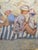 A beautiful beach scene by 20th-century painter Yves Wacheux, depicting a group of figures on the sand facing the sea, in...