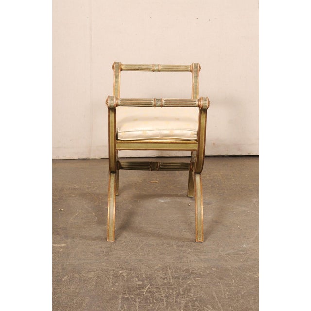 Mid 20th Century Mid 20th Century Italian Carved-Wood Curule Stool W/Cushion For Sale - Image 5 of 13