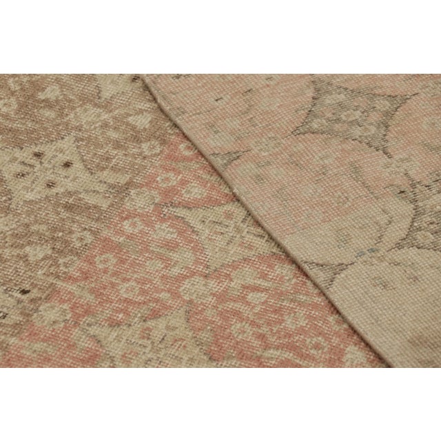 Textile Vintage Distressed Runner Rug, Pink and Beige Geometric Patterns - Rug & Kilim For Sale - Image 7 of 7