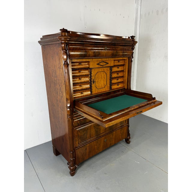 Biedermeier Oak and Mahogany Secretaire, 1860s For Sale - Image 15 of 18