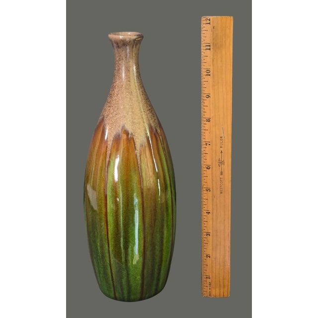 Late 20th Century Mid-Century Modern Drip Glaze Pottery Green Earth Tone Vase For Sale - Image 5 of 6
