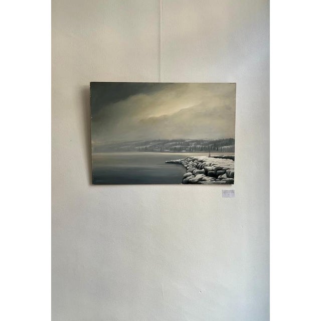 Claude Sauthier, Hillside of Cologny in the Fog, Oil on Wood, 1970s For Sale - Image 8 of 11