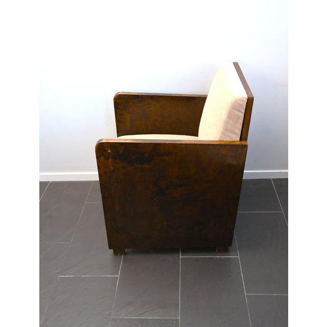 Wood Swedish Grace Flamed Birch Lounge Chairs attributed to Axel Larsson for Bodafors, Late 1920s, Set of 2 For Sale - Image 7 of 9