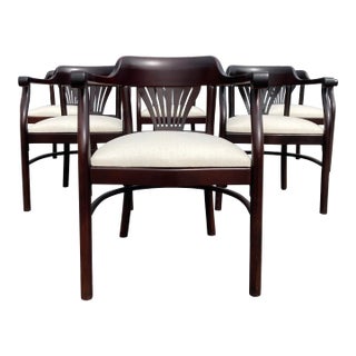 1980s Set of 4 Bentwood Arm Dining Chairs For Sale
