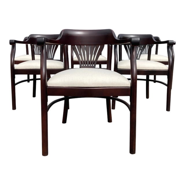 1980s Set of 4 Bentwood Arm Dining Chairs For Sale