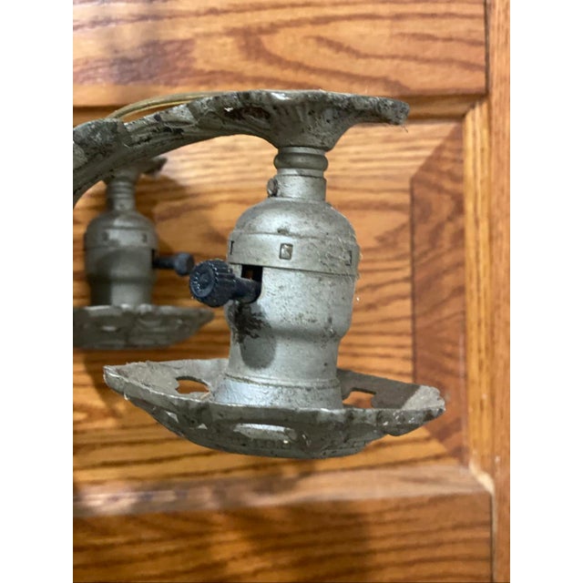 Antique Art Deco Metal 5-Light Hanging Lamp Chandelier For Sale - Image 10 of 10