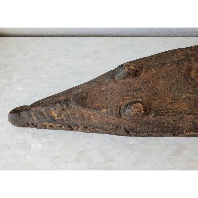 Wood Antique Carved Crocodile Canoe Prow Figure For Sale - Image 7 of 11