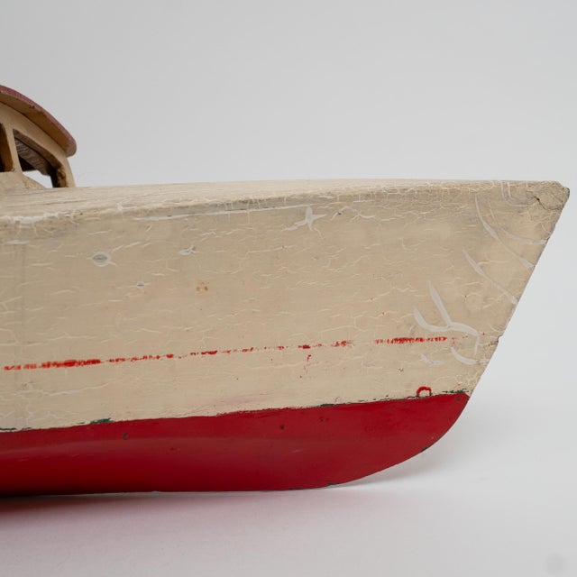 Nautical Early 19th Century Hand-Painted Pond Boat Model, Nautical Construction For Sale - Image 3 of 15