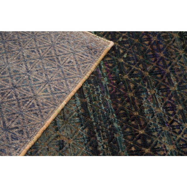 Charcoal Contemporary Geometric Wool & Natural Silk Rug by Rug & Kilim, India For Sale - Image 8 of 10