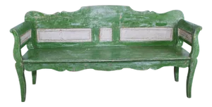 Antique Green and White Painted Pine Bench, Late 19th Century