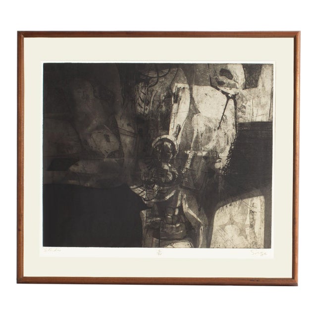 “Studio” Abstract Aquatint Print by Walter Sorge For Sale