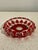 Vintage French art glass ashtray featuring bold ruby red and clear geometric floral design. The heavy molded glass...