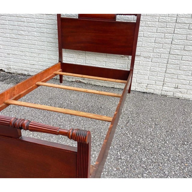 Traditional Vintage Cherry Twin Size Sleigh Bed For Sale - Image 3 of 10