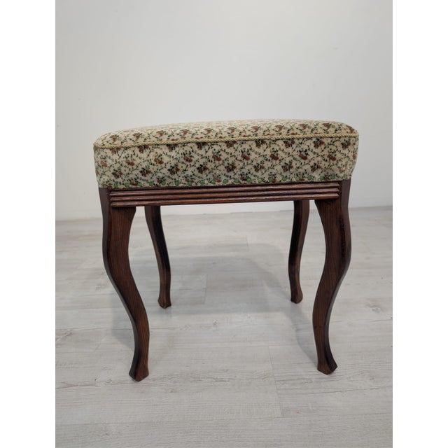 Louis Style Wooden Ottoman with Floral Pattern For Sale - Image 10 of 11