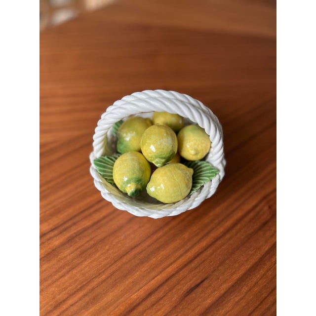 1970s Italian Trompe L"Oeil Petite Woven Rope Basket of Lemons For Sale - Image 9 of 11