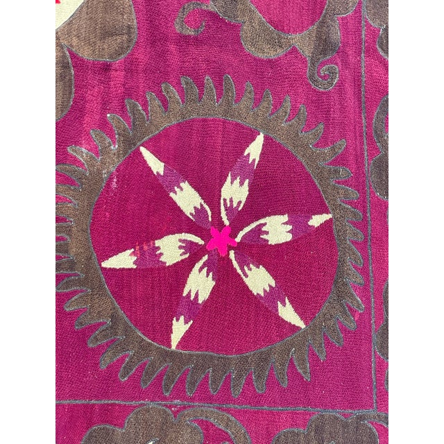 Stunning Hand Embroidered Suzani Bed Covering For Sale In San Francisco - Image 6 of 11