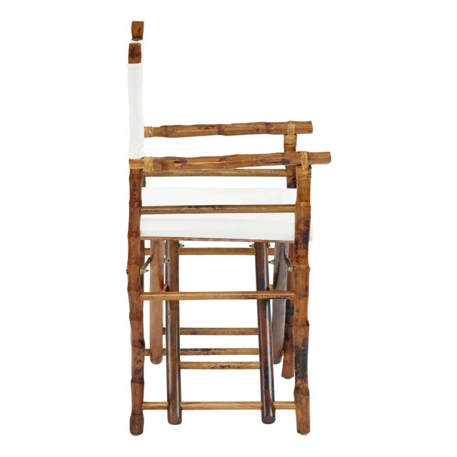 Coastal Folding Campaign Directors Chair, Brown, Rattan For Sale - Image 3 of 3