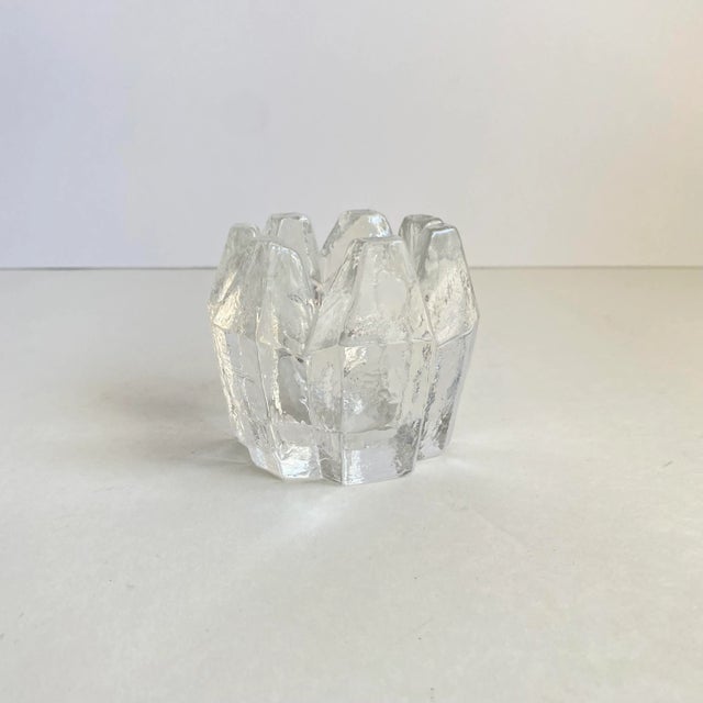 Mid-Century Modern Vintage Kosta Boda Orrefors Heavy Glass Icicle Crystal Votive Holder Mid Century For Sale - Image 3 of 13
