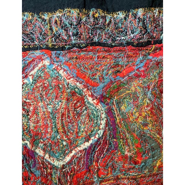 Share Huge Antique 1800's Victorian Kashmir Wool Paisley Shawl Embroidery Tapestry Art For Sale - Image 11 of 18