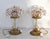 Glass Set of 2 Larg Table Lamp Crystal Glass Flower Pink and Crystal, Brass Base, 1960 For Sale - Image 7 of 11