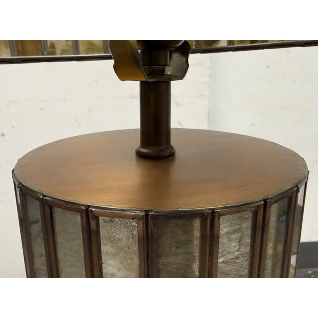 Ken Fulk Art Deco Inspired Antiqued Mirrored + Bronze-Tone Metal Table Lamps, Pair For Sale - Image 9 of 12