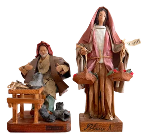 Lecce Ceramic Papier-Mâché Figurines, 1990s, Set of 2