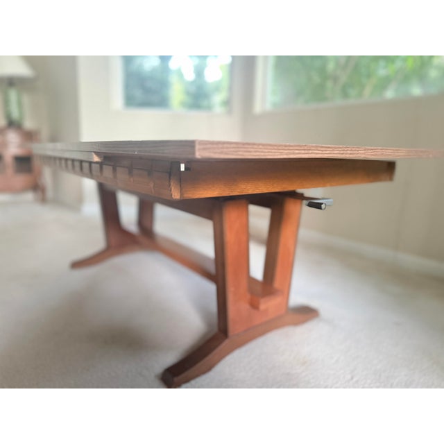 Rare vintage Art Deco adjustable height table, desk, library table or dining attributed to Willisau, featuring a richly...