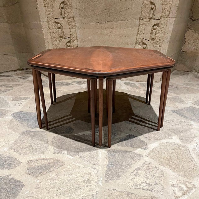Coffee 1950s France & Son Rosewood Nesting Coffee Table Set -- 7 Pieces For Sale - Image 8 of 13