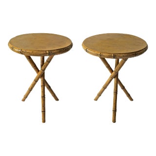 Antique European Tripod Tables Faux Bamboo - A Pair For Sale