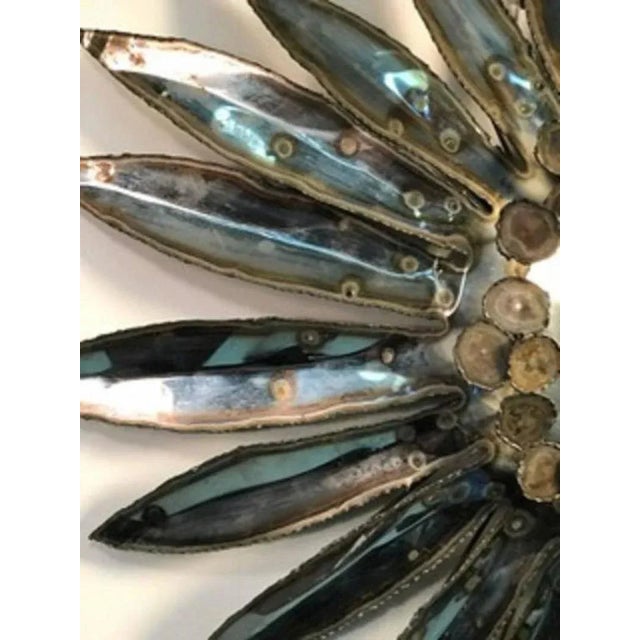 Metal Rain Drop Wall Mirror With Sunburst Design by Curtis Jere For Sale - Image 7 of 8