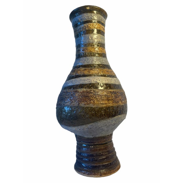 Mid-Century Modern Vintage Artisan Mid Century Ceramic American Pottery Vase For Sale - Image 3 of 12