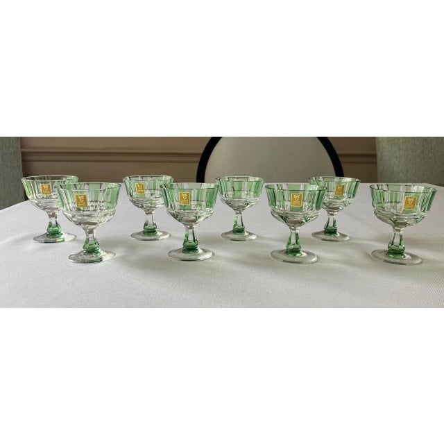 Brand-new set of eight crystal glasses by the Japanese company, Kagami Crystal. The set is part of their Edo Kiriko...