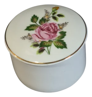 Vintage Fine Porcelain Leart Brazil Romantic Pink Roses Trinket Box